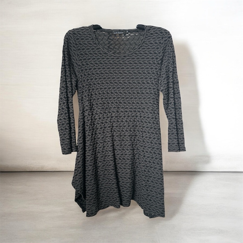 Cut loose modern honeycomb knit tunic size M saddle